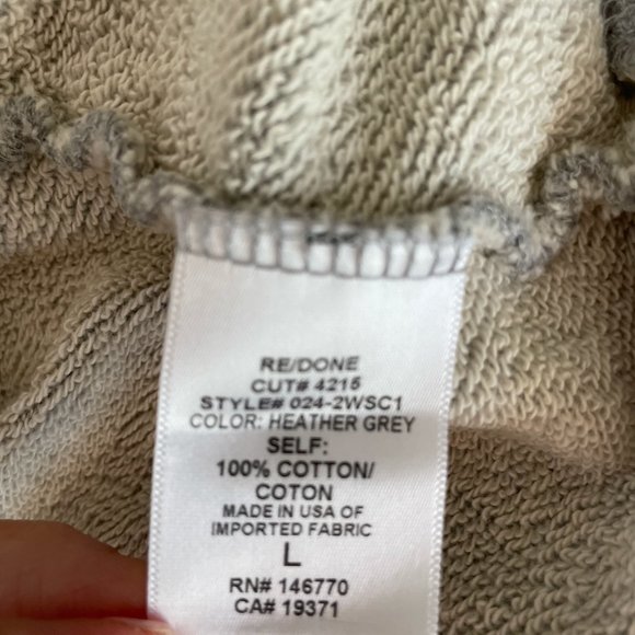 NWT Size L RE/DONE 60s Raglan Hoodie Heather Grey - Picture 5 of 6